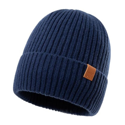 TOP-EX 100% Australian Merino Beanie, S/M-XL/XXL, Polartec Fleece Lined - color: Te94586_navy Blue, size: Medium-Large