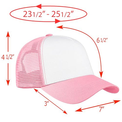 Falari 12 Pack Bulk Wholesale Mesh Trucker Hats 5 Panel and 6 Panel Baseball Caps for Men and Women - color: 5 Panel - Pink