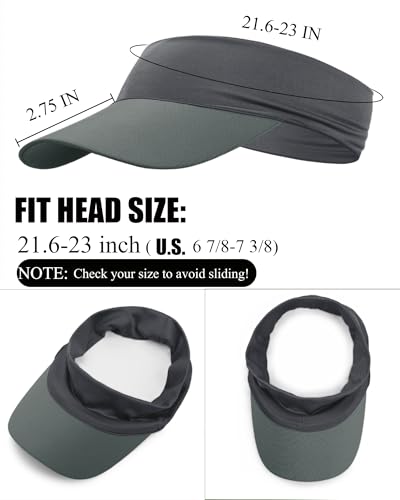 Cooling Sun Stretchy Visor Hat for Men Women,Soft Headband Visors - color: 1-dark Grey