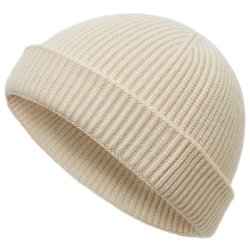 vidsel Thin Wool Fisherman Beanie Hat for Men Women Fall Winter Fashion Cap - color: 1-beige
