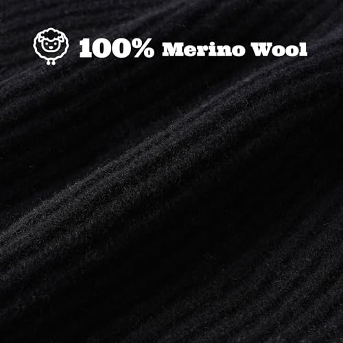ACUSHLA 100% Merino Wool Beanie for Men & Women Knit Winter Hat Skull Cap - color: Black, size: Medium-Large