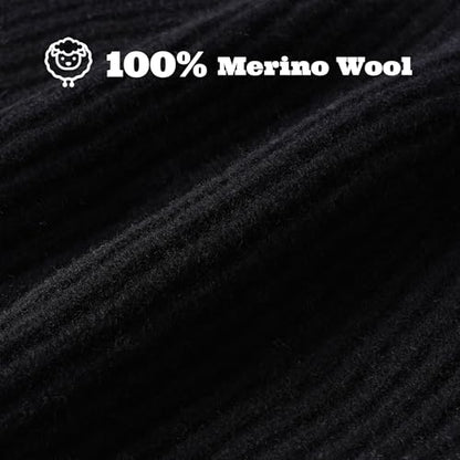 ACUSHLA 100% Merino Wool Beanie for Men & Women Knit Winter Hat Skull Cap - color: Black, size: Medium-Large