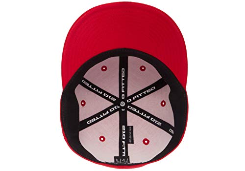 Flexfit Premium 210 Fitted Flat Brim Baseball Hat - color: Red, size: Large-X-Large