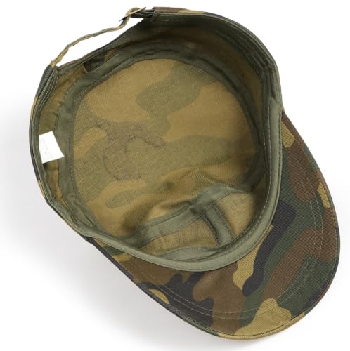 Initlove Cadet Army Cap Military Unisex Flat Top Hat for Men Women - color: Camo Brown