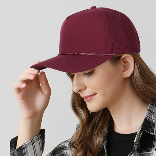 HH HOFNEN Quick Dry Baseball Cap Snapback Golf Trucker Hat for Men Women - color: #1 Red