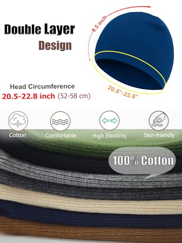 100% Cotton Beanie Hat for Men Women Cuffless Warm Winter Hats - color: 1pcs-blue