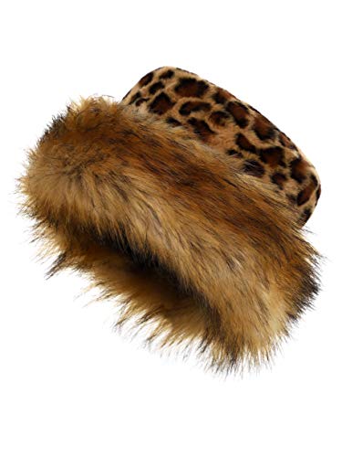 sy soul young Women's Leopard Faux Fur Hats Fluffy Bucket Hat Russian Style - color: Leopard