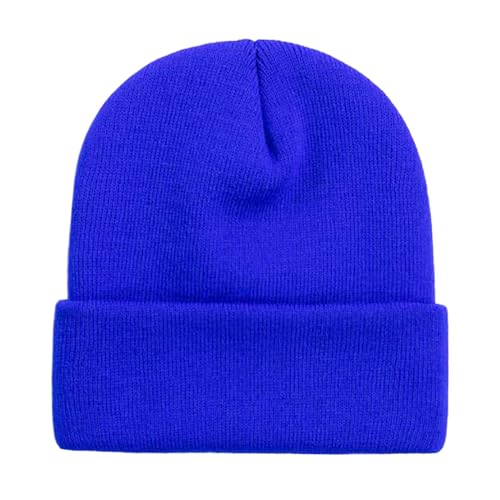 ZOORON Beanie for Men Women Warm Winter Hat Unisex Soft Knit Cuffed Beanie - color: Royal Blue