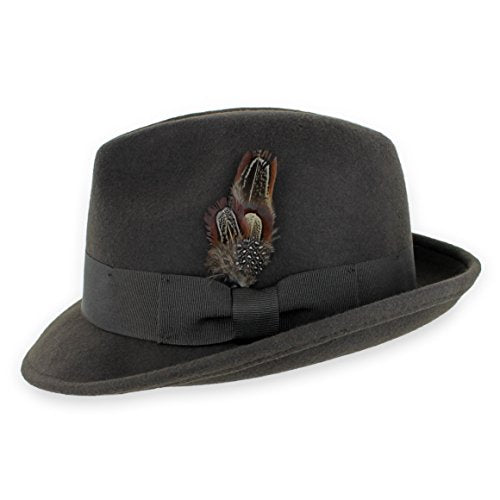 Hats in the Belfry Trilby Men/Women Snap Brim Vintage Dress Fedora Hat 100% Wool - color: Brown, size: Small