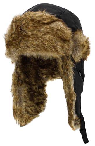 Wool Blend Aviator Trapper hat Trooper Ear Flaps Ushanka Eskimo Russian Warm Winter Cold… - color: 5. Black Classic Solid