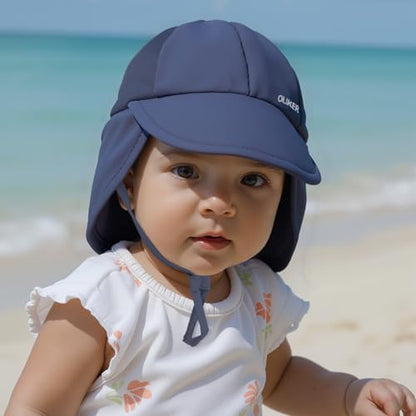 Baby Sun Hat with Breathable Mesh, UPF 50+ Boys Girls Toddler Swim - color: Navy Blue, size: 0-6 Months