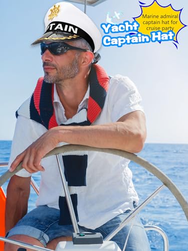 8 Pieces Captain Hats Adjustable White Sailors Navy Marine Admiral Caps for Yacht Theme Party Costume Accessory - color: Style 13