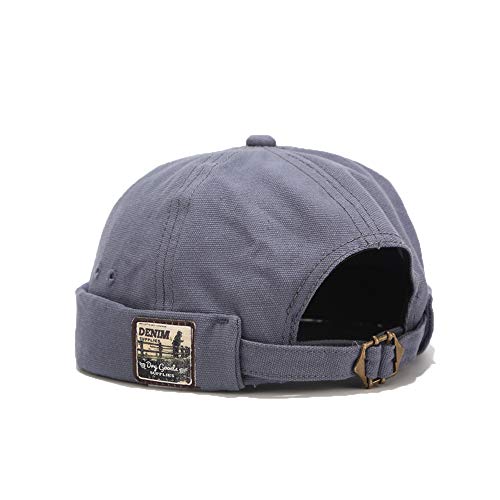 Men Hats Docker Cap Hats Beanie Sailor Cap Worker Hat Rolled Cuff Retro Brimless Hat with Adjustable - color: Dzm34-blue