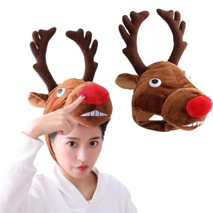 Winter Plush Hat with Horns Faux Fur Animal Trapper Hat Ox Ears Beanie for Halloween Xmas Carnival Cosplay - color: Reindeer