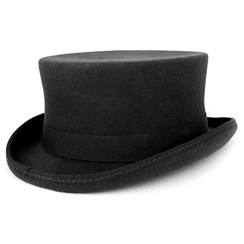 Armycrew Men's 100% Wool Felt Classic Genuine Top Hat with Grosgrain Band - color: Black, size: Large