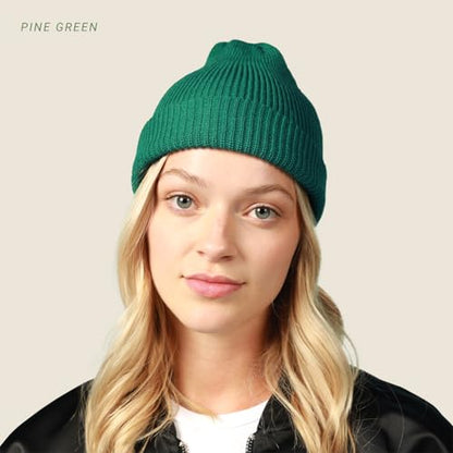 Fisherman Beanie Cuffed Knit Winter Hat Trawler Sailor Watch Cap Men Women - color: Classic (Peach)