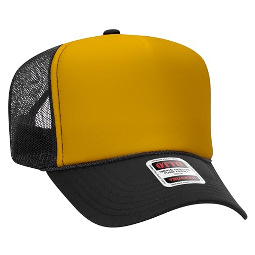BROTHER TRUCKERS The World's Greatest Polyester Trucker Hat Blank in 73+ Colors - Wholesale Snapback Hat - color: Blk/Gld/Blk