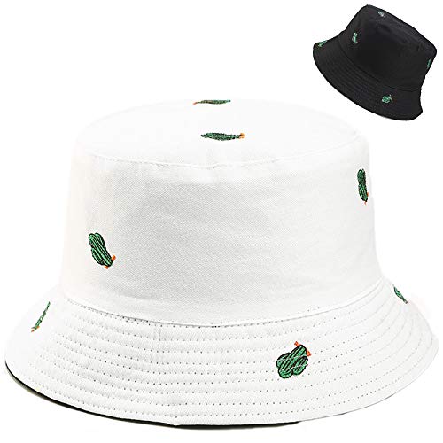 Unisex Bucket Hat Beach Sun Hat Aesthetic Fishing Hat for Men Women Teens, Reversible Double-Side-Wear - color: Cactus