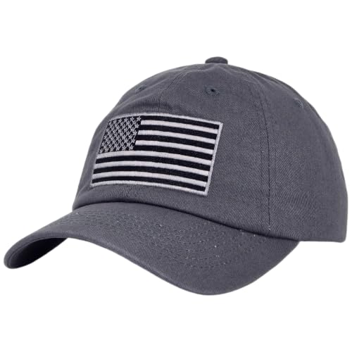 E BY ELIDAN USA Hat, Embroidered American Flag Baseball Cap for Men Women - color: Tonal Charcoal Grey