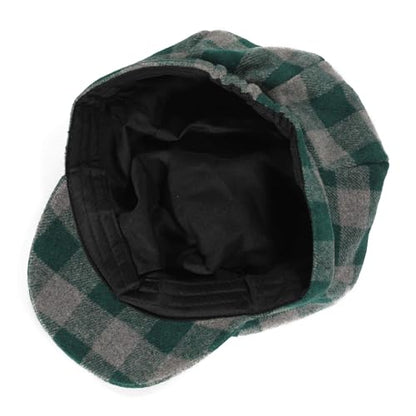 ZLYC Women Classic Newsboy Cap Visor 8 Panel Gatsby Cabbie Paperboy Hat - color: Plaid Green