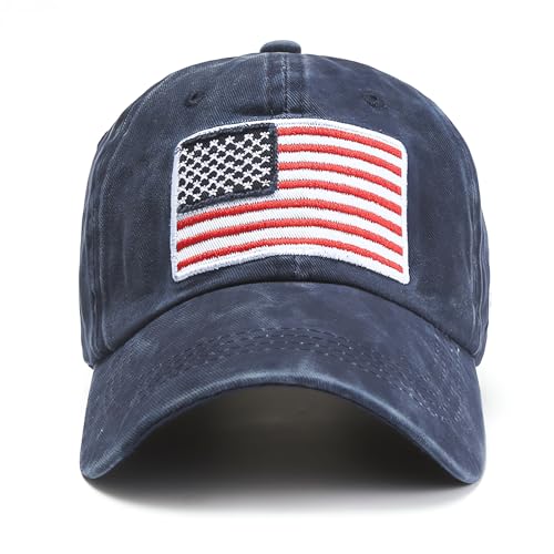 American Flag Baseball Caps Embroiderred USA Flag Patriotic Dad Hat Adjustable Trucker Hats for Men Women - color: American Flag Navy