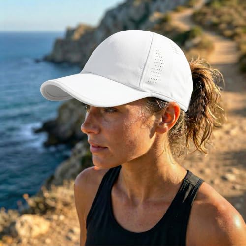 HH HOFNEN Quick Dry Baseball Hat Unstructured Athletic Golf Cap Women Men - color: 1-white