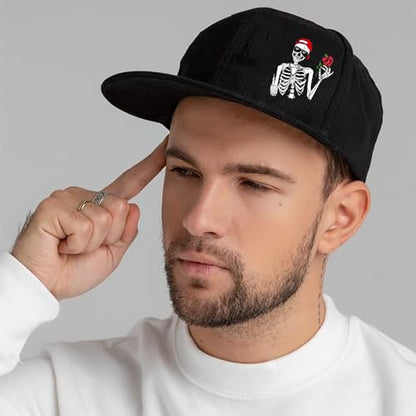 Flat Bill Hats for Men Black Snapback Hats for Men Adjustable Baseball Cap Fitted Cool Hip Hop Hat - color: Cool Skull