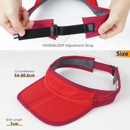 GADIEMKENSD Foldable Sun Visor Hat UPF 50+ Lightweight Adjustable - color: Wine Red