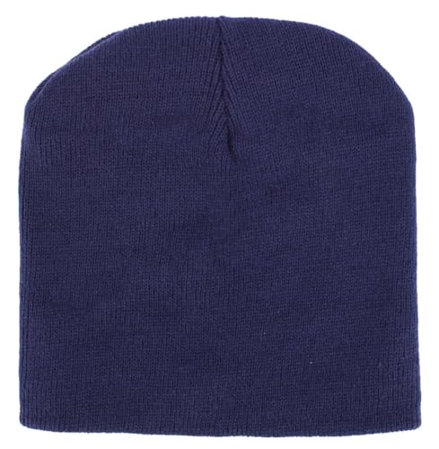 KBETHOS Made in USA Classic Men's Women's Cuffed Folded Acrylic Knit Beanie Hat Solid Unisex Cold - color: Navy Solid Short Beanie