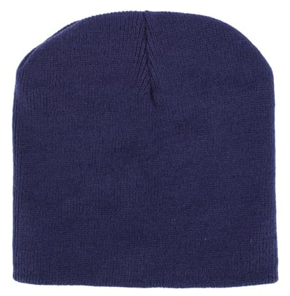 KBETHOS Made in USA Classic Men's Women's Cuffed Folded Acrylic Knit Beanie Hat Solid Unisex Cold - color: Navy Solid Short Beanie