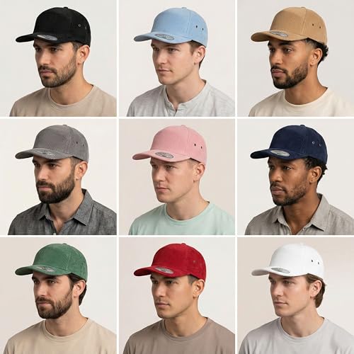 7 Panel Corduroy Cap – Structured Cotton Snapback Flat Bill Adjustable Unisex Streetwear Hat - color: Cooper