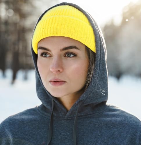 Fisherman Short Beanie Leon Roll up Trawler Classic Skullcap Hipster Beanie Warm Winter Hats Acrylic Ribbed Knit Cuff Daily - color: 5. Yellow Fisherman Beanie