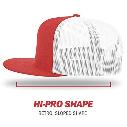 Richardson Unisex 511 Flatbill Trucker Adjustable Snapback Baseball Cap - color: Red/White