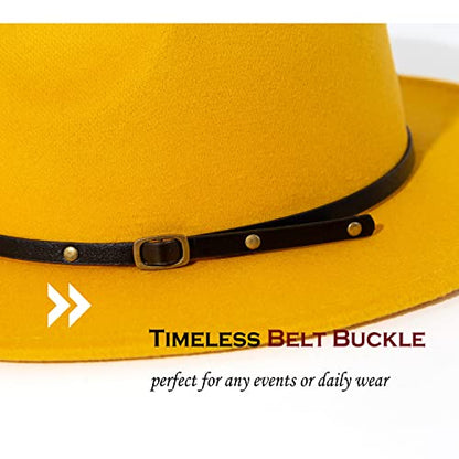 Lisianthus Women Belt Buckle Fedora Hat - color: Yellow
