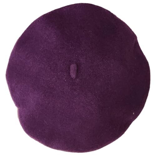 Womens Soft Purple Wool Felt Beret Hat Cap
