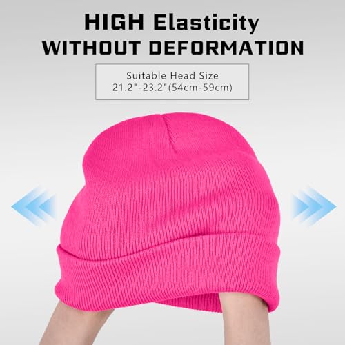 ZOORON Beanie for Men Women Warm Winter Hat Unisex Soft Knit Cuffed Beanie - color: Rose