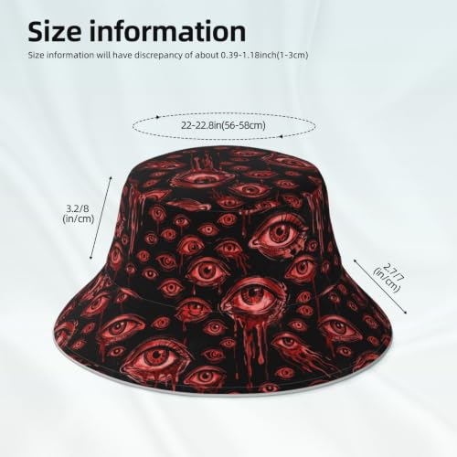 Funny Bucket Hat Packable Reversible Bucket Hats for Women Men - color: Eye