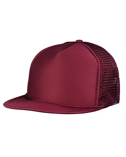 NYFASHION101 Plain Mesh Trucker Hat - Breathable 6-Panel Daily Snapback Cap, Customizable Ideal for DIY Embroidery & Patches - color: Maroon