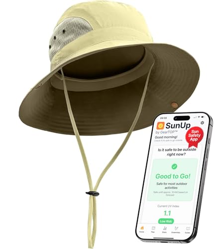 GearTOP Fishing Hats for Men and Women Sun Protection, Camping Hat Bucket Hat with Strings (Beige)