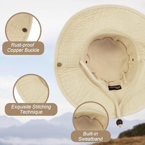 Bucket Hat UV Protection Sun Hat, Boonie Fishing Safari Hats for Outdoors - color: Beige