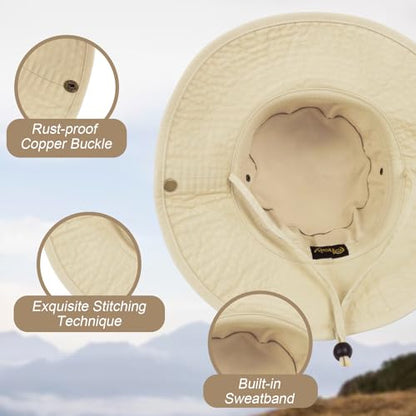Bucket Hat UV Protection Sun Hat, Boonie Fishing Safari Hats for Outdoors - color: Beige