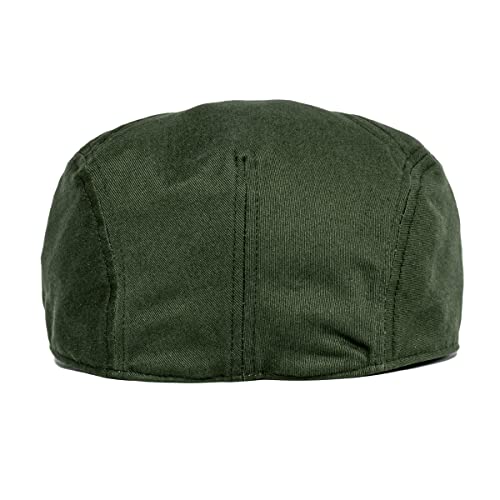 BOTVELA Men Cotton Twill Newsboy Flat Hat Fitted Cap - color: Army Green, size: 7 1/8