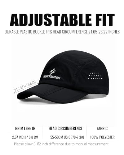 Clakllie Quick Dry 5 Panel Cap for Men Summer Folding Outdoor Hat Breathable Baseball Cap Unstructured Running Hiking Hats - color: Bs26zd01-black