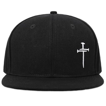 Christian Hats for Men Women - Cross Faith Flat Snapcback Hats - Religious Gifts for Thanksgiving Christmas - color: Black/Cross White