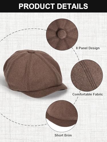 Senker Fashion 2 Pieces Newsboy Cap for Men - color: Coffe Black