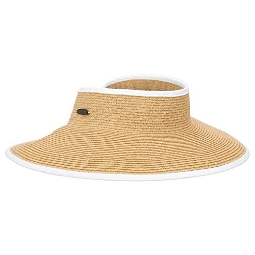 Panama Jack Women's Sun Hats - Paper Braid Straw, Assorted Styles - color: White Roll Up Sun Visor