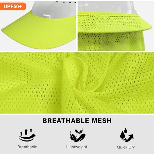 Hard Hat Sun Shade, Full Brim Mesh Neck Sun Shield with Reflective Strip, High Visibility Visor Neck Shade for Hard Hat Accessories, 2 Packs Yellow - color: Yellow