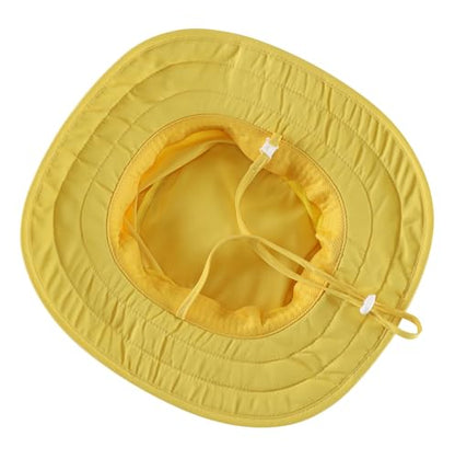 Connectyle Kids Foldable Wide Brim Sun Hat UPF 50+ Sun Protection Bucket Hats Breathable Summer Beach Hat for Boys Girls - color: Yellow, size: Small