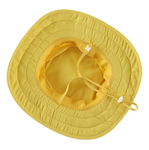 Connectyle Kids Foldable Wide Brim Sun Hat UPF 50+ Sun Protection Bucket Hats Breathable Summer Beach Hat for Boys Girls - color: Yellow, size: Medium