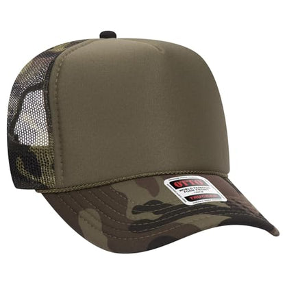 OTTO Cap 5 Panel High Crown Foam Front Mesh Back Trucker Hat, One Size - color: 021cpb